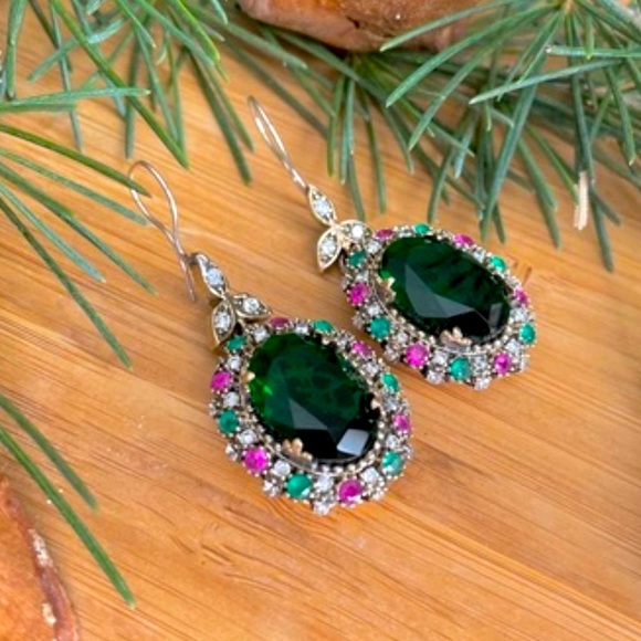 925 Sterling Silver, Tourmaline & Topaz Earrings - Picture 9 of 9